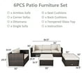 thumbnail image 2 of Patiojoy 6PCS Rattan Patio Furniture Set Cushioned Sofa Chair Ottoman White, 2 of 6