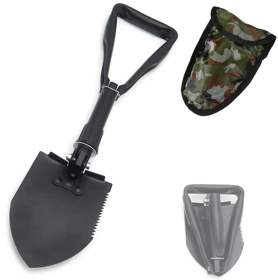 military surplus wooden handled folding shovel Army spade PLUS pouch 