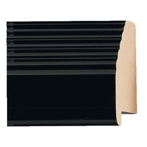Picture Frame Moulding (Wood) 18Ft Bundle - Lacquer Black Finish - 1.875" Width - 3/4" Rabbet Depth