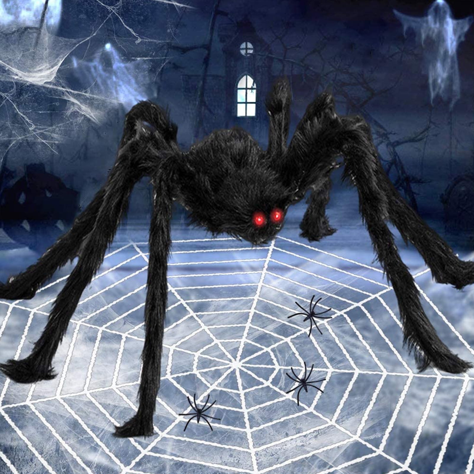 Gadpiparty 39 Pcs Halloween Spider Halloween Party Hairy Spider Web Creepy  Spider Web Giant Cobweb Webbing Halloween Giant Spider Toys for Outside