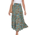 thumbnail image 2 of ShomPort Boho Midi Skirts for Women Elastic High Waist Flowy Swing Long Skirts Loose Comfy A-Linen Summer Skirts (X-Large, Green), 2 of 7
