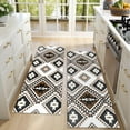 thumbnail image 4 of Kitchen Rugs Sets Of 2,Brown Geometric Triangle Diamond Pattern Anti Fatigue Kitchen Mat Rugs Non Slip Washable,Decorative Kitchen Floor Mats for Kitchen,Sink,Laundry,17"X47", 4 of 5