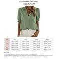 thumbnail image 5 of Camiseta con cuello en V para mujer, manga corta plisada, ajuste holgado, Color puro, blusas informales de verano, 5 of 5