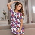thumbnail image 3 of Naloa Peonies Print Women Nightgowns,Womens Loungewear,Short Sleeve Sleepwear,Comfy Ladies Nightdress, 3 of 6
