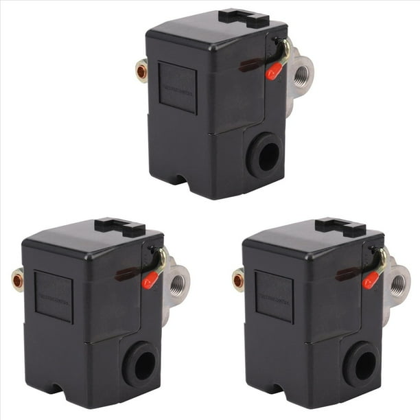 3X Interruptor de PresióN Control Compresor de Aire 140-175 PsI 4 Puertos Servicio Pesado 26 AmP Negro