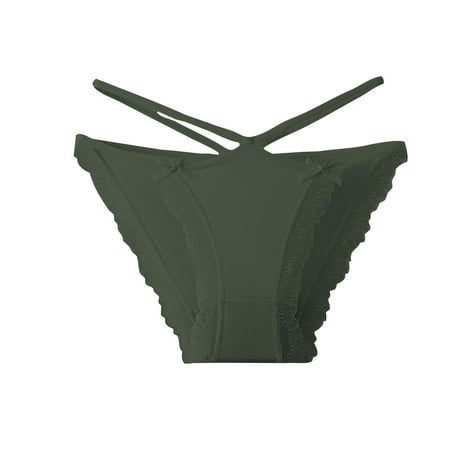 Tao Tao Fashion Panties for Women String Bikini Silk Lace Versions Panties Fashion Underwear Briefs 2025 Hot Underwear Olive Green L