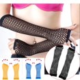 thumbnail image 2 of 2 Paires Gants Longs Sans Doigts en Résille Néon Mode Jambe Manchette de Bras Tenue de Fête Déguisement pour Femmes Aguichant Beau Chauffe-Bras, Blanc, 2 of 7