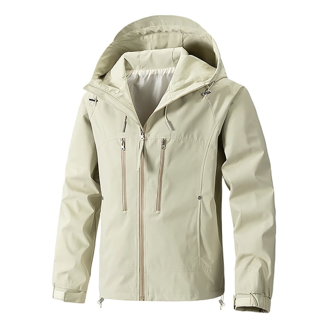 RXIRUCGD Manteau Veste Mode Ajustée à Capuche à Cordon avec Coutures pour Homme, Kaki, Taille : 4TG