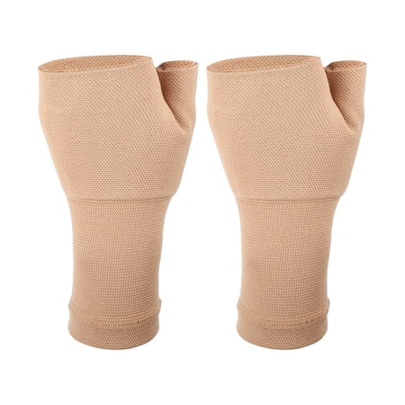 Unique Bargains 1pair Wrist Support Sleeves Wrist Compression Sleeves Thin Wrist Brace Support Beige Size XL