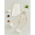 thumbnail image 6 of RUINIXCW Toddler Baby Girl Silk Satin Pajama Set Kids Spring Fall Winter PJS Set Sleepwear Fuzzy Trim Long Sleeve Button Down Shirt and Pants Set Loungwear Homewear, 6 of 9