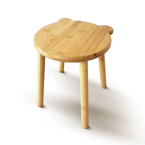 Small Wooden Stool, Non-slip Small Round Stool , Portable And Sturdy , Suitable For Footstools In Bedroom, Bathroom, Kitchen (L)