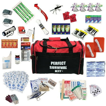 4 person perfect survival kit deluxe - prepare for earthquake, evacuation, emergency disaster preparedness 72-hour kits for home, work, or (Best Survival Kit On The Market)