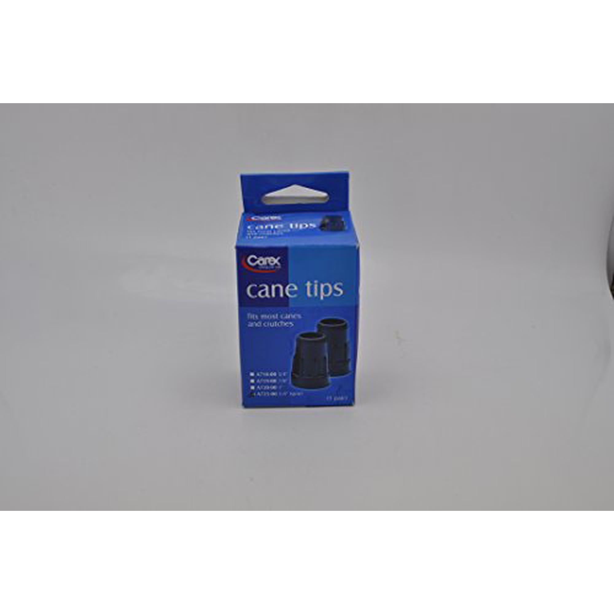 Carex Walking Cane Tips 3/4 inch, Study Non-Slip Synthetic Rubber Mobility Aids, Black, 2 Count