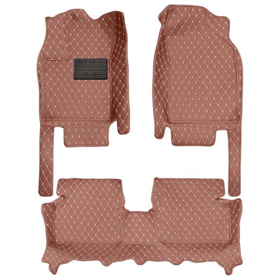 Tuqiang Car Floor Mats Compatible with Audi for A4 2010-2014 Auto Carpets Leather Waterproof Beige Brown