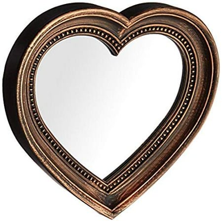Kole OF938 Wall Mirror Antique Bronze Heart Shaped Mirror
