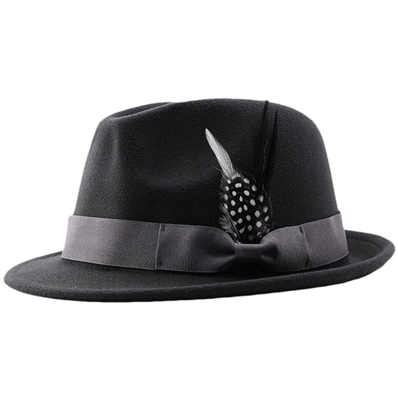 Nooxsoe Men Wide Brim Wool Felt Classic Fedora Dress Hat Soft Warm Fabric for Church Western Outdoor Formal Party Daily Travel Casual All Day Wear Gray One Size