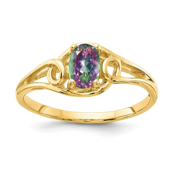 Primal Gold 14 Karat Yellow Gold 7x5mm Mystic Fire Topaz Ring