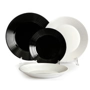 Kitchen Dinnerware Set for Home Harena Black and White Dinnerware Set 18 Pieces for 6 Persons Dinner Plates Soup Bowl Dessert Plates