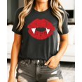 thumbnail image 4 of Trendy Vampire Lips T-Shirt for Women and Youth Girls Fall Halloween Graphic Tee Dark Gray Heather Shirt Adult 2XL, 4 of 4