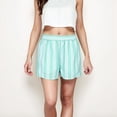 thumbnail image 4 of Women's Striped Elastic Waist Lounge Shorts with Relaxed Fit and Side Pockets - Small, Green, 4 of 7