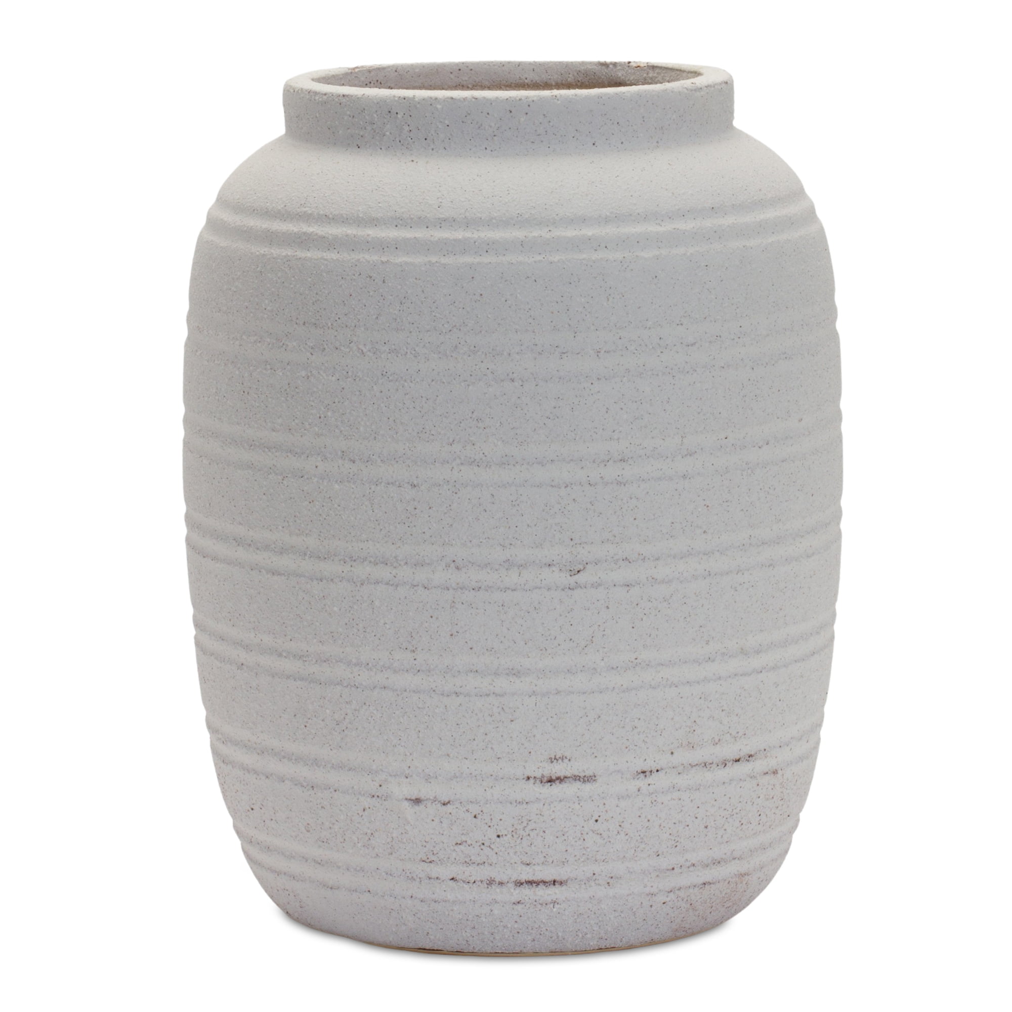 Melrose International Terra Cotta Jug Vase with Navy Criss Cross Pattern (Set of 3) main image 1