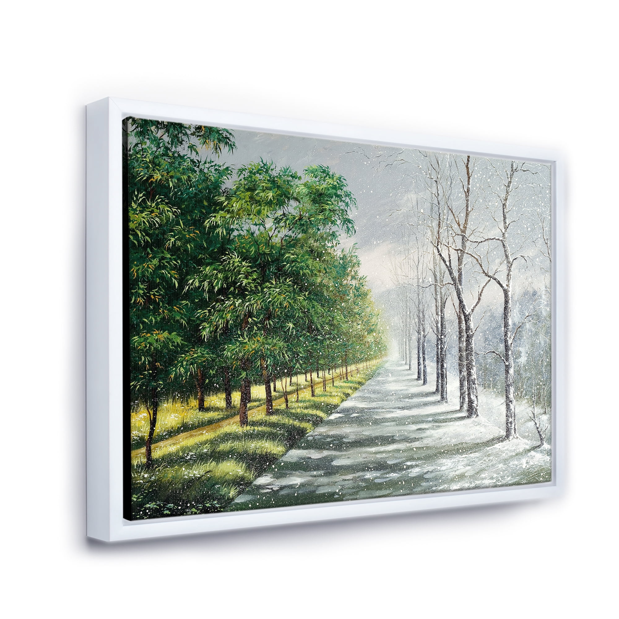 Designart 'Summer and Winter United' Country Framed Canvas Wall Art Print
