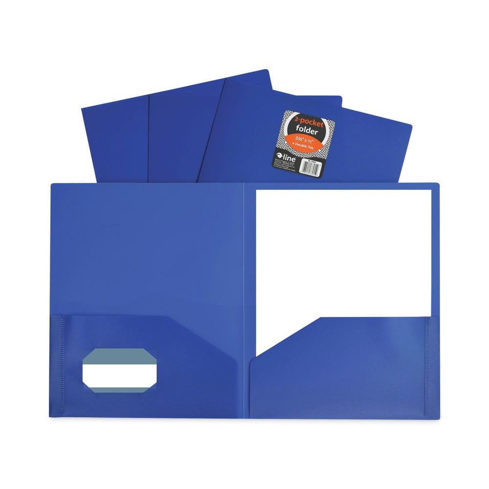 C-Line 33955 11 in. x 8.5 in. Two-Pocket Heavyweight Poly Portfolio Folder - Blue (25/Box)