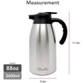 thumbnail image 2 of Chefio 88 Oz Stainless Steel Thermal Coffee Carafe/Double Walled Vacuum Insulated Thermos,12 Hour Heat & Cold Retention/ 2.6 Liter / 2600ML Tea, Water, Coffee Dispenser (Stainless Steel Color), 2 of 3