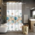 thumbnail image 5 of No Hook Shower Curtains with Snap-in Liner Set, Beach Coastal Waterproof Hotel Style Bathroom Shower Curtain, Nautical Shell Starfish Coral Summer Breathable Mesh Top Window Bath Curtains 36''x72'', 5 of 9