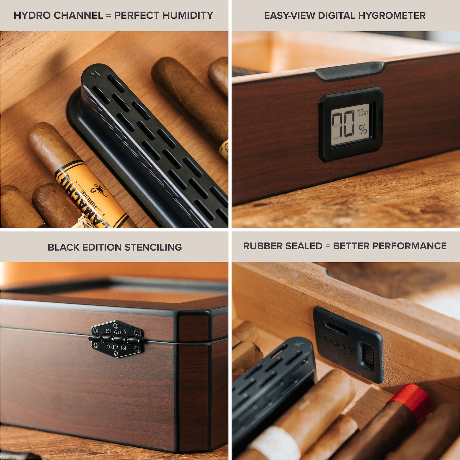 Mag Desktop Humidor, Walnut Finish, Spanish Cedar, Holds 20-30 Cigars, Glass Top by Case Elegance