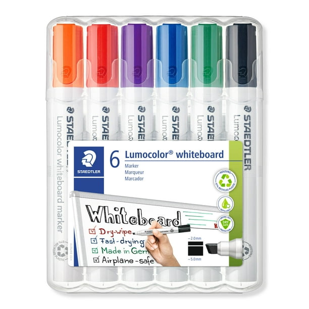 Marcadores para pizarra blanca STAEDTLER Lumocolor punta cincel paquete de 6