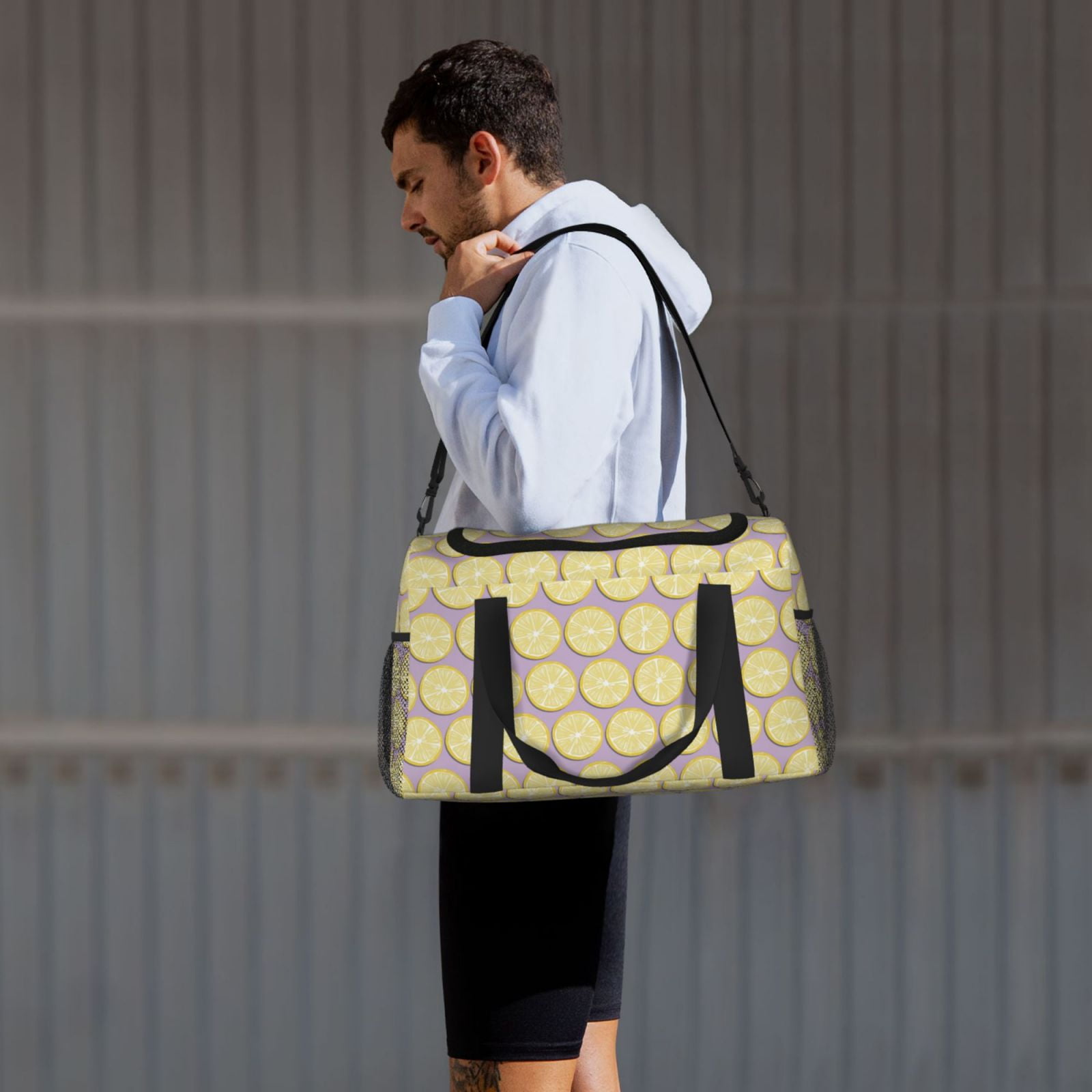 Fuzoiu Yellow Lemon Slices Print Travel Duffle Bag,Carry On Tote Bags,Duffel Bag,Sport Gym Bag, Hospital Bag for Labor and Delivery, Overnight Bag,Luggage Bag