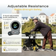 Sinceborn 4-in-1 Electric Rollator Walker with Seat, E-pushing Transport Wheelchair for Seniors, Lightweight Wheelchair Walker Combo,Foldable Design,Matte Black,Regular Style