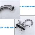 thumbnail image 4 of Jerbor Brushed Nickel Bathroom Faucet with Pop up Drain & Supply Hoses 2-Handle 360 Degree High Arc Swivel Spout Centerset 4 Inch Vanity Sink Faucet, 4 of 8