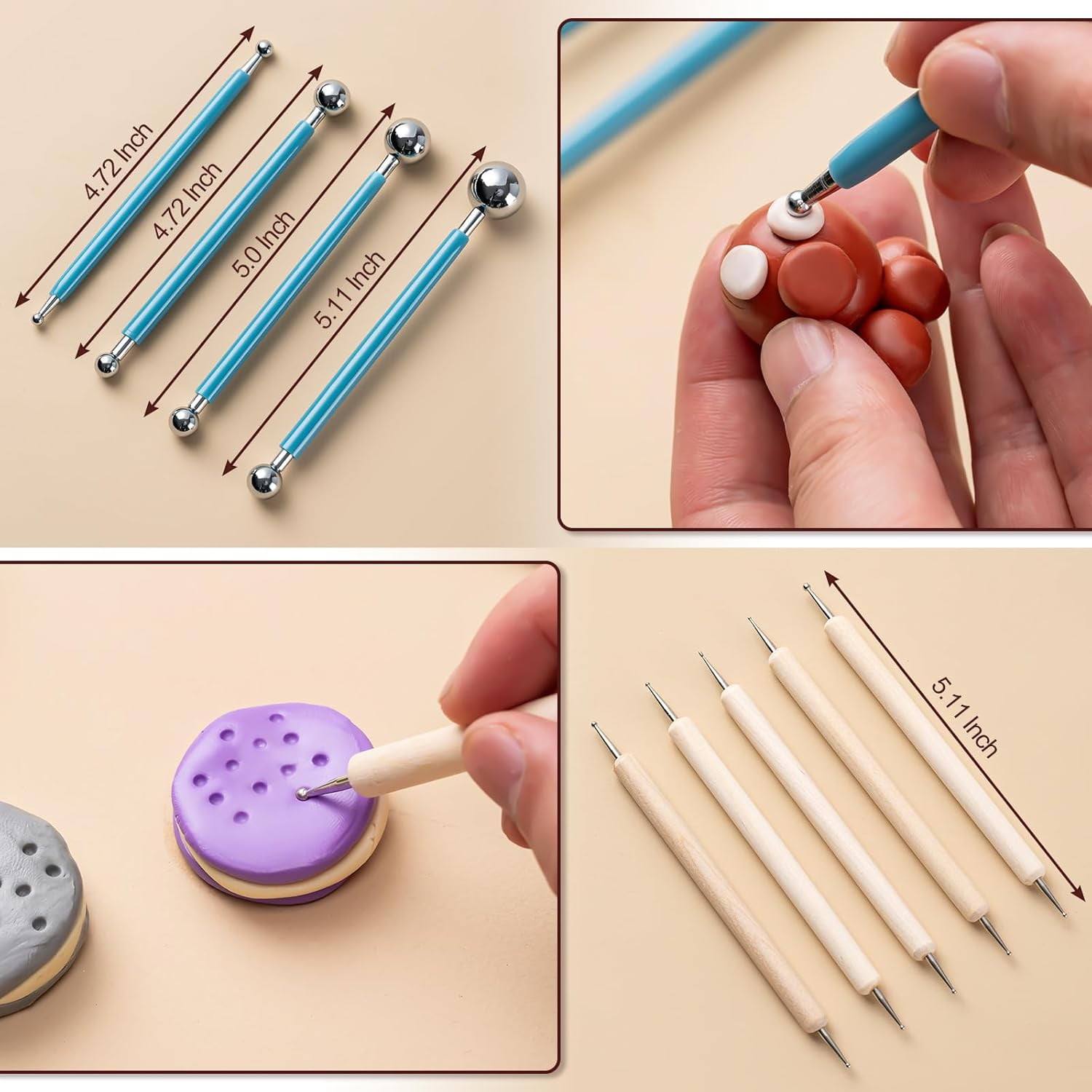 27 Pcs Pottery Tools, Practical Polymer Clay Sculpting Tools Kit, Air Dry Clay Tools Set for Adults, Pottery Craft, Dotting, Carving