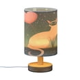 thumbnail image 2 of Cat Hearts Cake and Moon Stars Table Lamp USB Bedside Desk Nightstand Lamp Printed Gifts Small Lamp Wood Base for Bedroom Living Room Kids Room College Dorm, 2 of 7