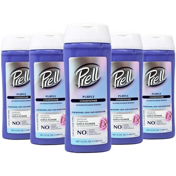 5 Pack - Prell Purple Conditioner, for Blonde, Gray and Silver Hair, Lotus Flower, 13.5 FL OZ