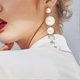 thumbnail image 2 of Women Earrings Pearls Long Dangle Ear Cuff Stud Earrings Eardrop Jewelry Gift For Wruas Women, 2 of 4
