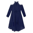 thumbnail image 5 of Nyeemya Kid Off Shoulder Flower Girls Dress Wedding Birthday Party Gown High Low Hem Princess Dress Navy Blue 14, 5 of 7