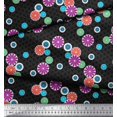 thumbnail image 2 of Soimoi Black polyester Crepe Fabric Artistic Flower & Geometric Decor Fabric Printed Yard 42 Inch Wide, 2 of 5
