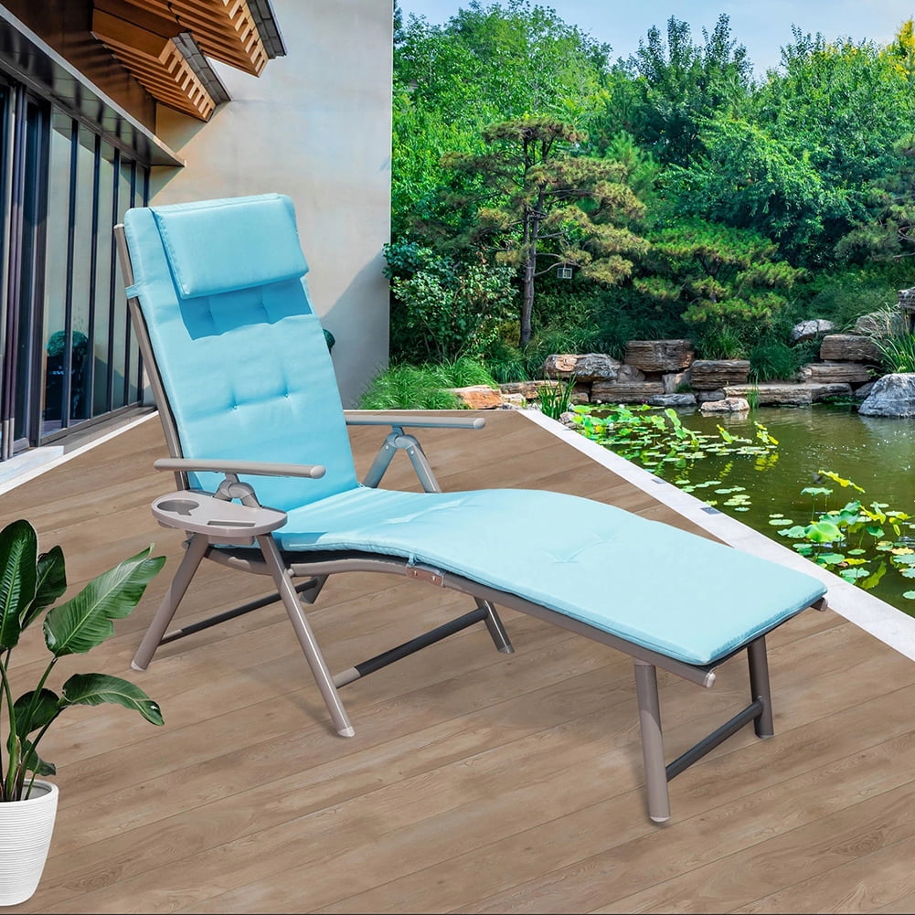 Kepooman Patio Chaise Lounge, Outdoor Folding Lounge Recliner Chairs w/Adjustable Backrest for Beach, Yard, Balcony, Poolside, Blue Kepooman Patio Chaise Lounge, Outdoor Folding Lounge Recliner Chairs w/Adjustable Backrest for Beach, Yard, Balcony, Poolside, Blue