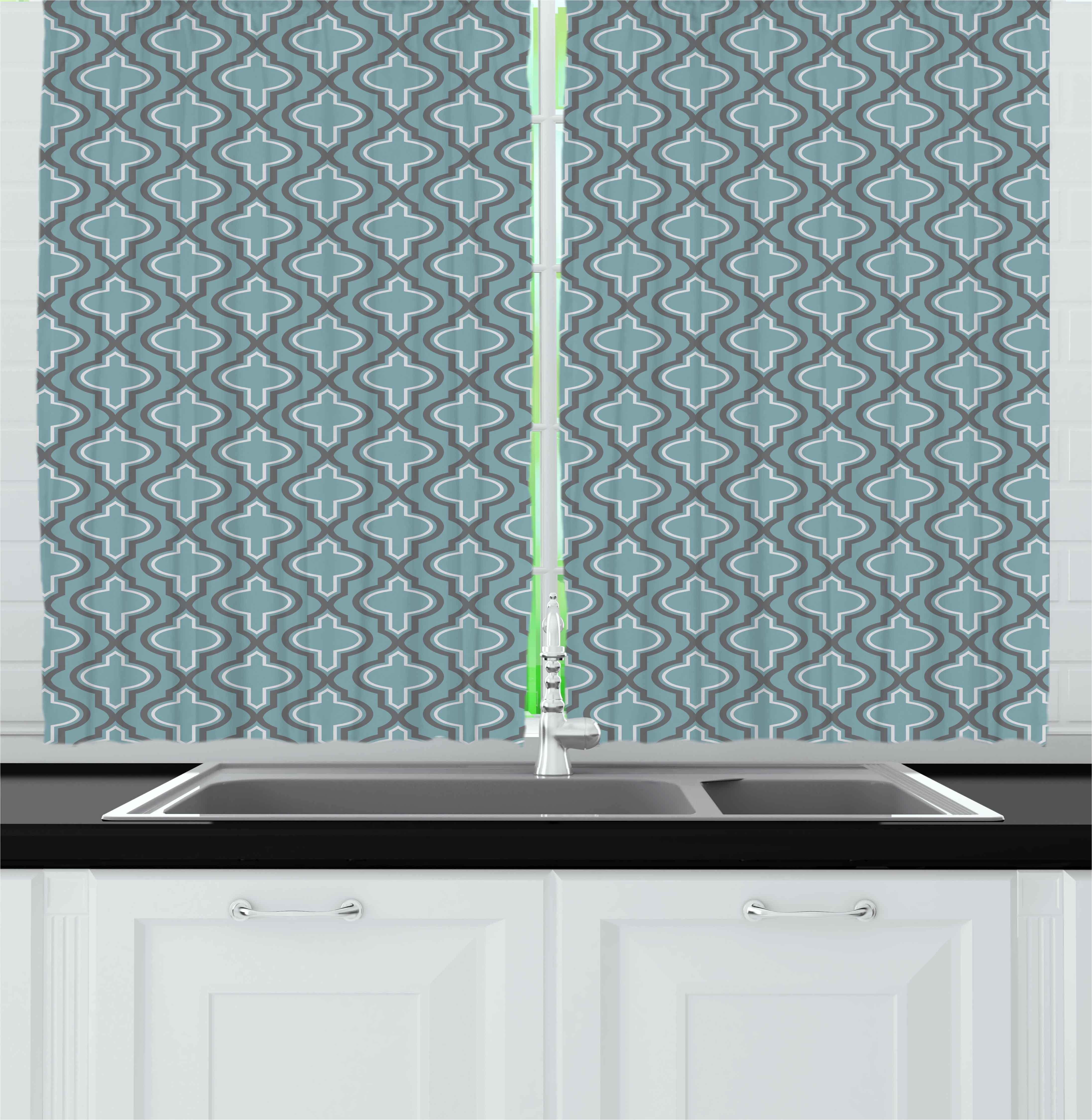 Turquoise Curtains 2 Panels Set Oriental Moroccan Style Ethnic