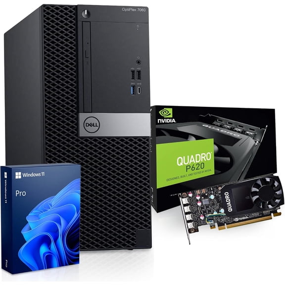 Restored | Blair Tech Dell Optiplex 7070 Workstation Desktop Computer | Nvidia Quadro P620 2GB | Intel i7-8700 | 32GB RAM, 256GB NVME SSD + 2TB SSD | Wi-Fi 5G + BT | Windows 11 Pro (Refurbished)