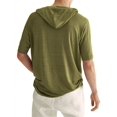 thumbnail image 4 of LANGWYQU Short Sleeved Men Solid Color Casual Hooded Tops Male Knit Hoodies, 4 of 5