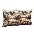 thumbnail image 2 of Ambesonne Lake Throw Pillow Cover Pack of 2, Brownish Snowy Mountain Scene, 2 Pcs-24" x 24", Pale Redwood Eggshell, 2 of 5