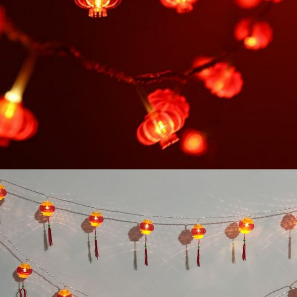 LED Light Beads Red Chinese Lantern String Lights Waterproof With