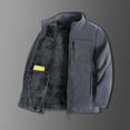 thumbnail image 2 of Men Stand Collar Full Zip Fleece Jacket Thick Lined Warm Outerwear Multi Zipper Pockets Casual Coat for Daily Commute Cold Weather Outdoor Activities Gray XXL, 2 of 5