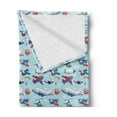 thumbnail image 2 of Airplane Soft Flannel Fleece Throw Blanket, Different Types of Cartoon Aircraft Floating in Blue Sky with Sky Diving People, Cozy Plush for Indoor and Outdoor Use, 70" x 90", Multicolor, by Ambesonne, 2 of 5