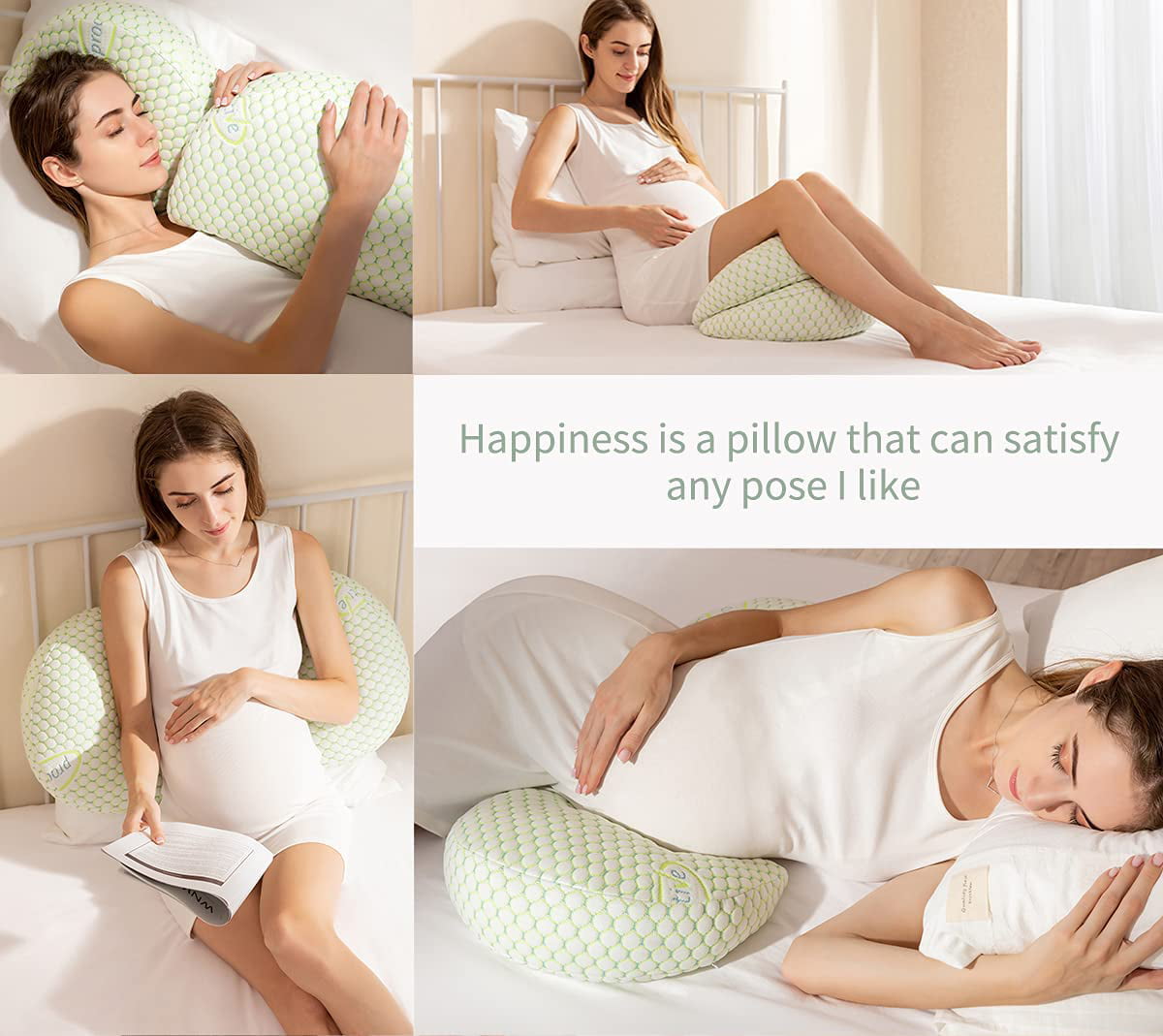 Pregnancy Pillow for Pregnant Women Sleep Nursing Maternity Full Body Pillow  Support for Back Belly Hip Leg With Removable Cover