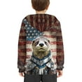 thumbnail image 4 of Xoenoiee Long Sleeve Sweatshirt Hooded Warm Hoodies for Boys Girls, Vintage Camo American Flag Otter Knight Print Athletic Playwear for Kids Travel Walk Workout, L, 4 of 7